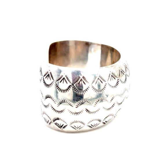 Sterling Silver Native American Thick Cuff - Picture 3 of 7